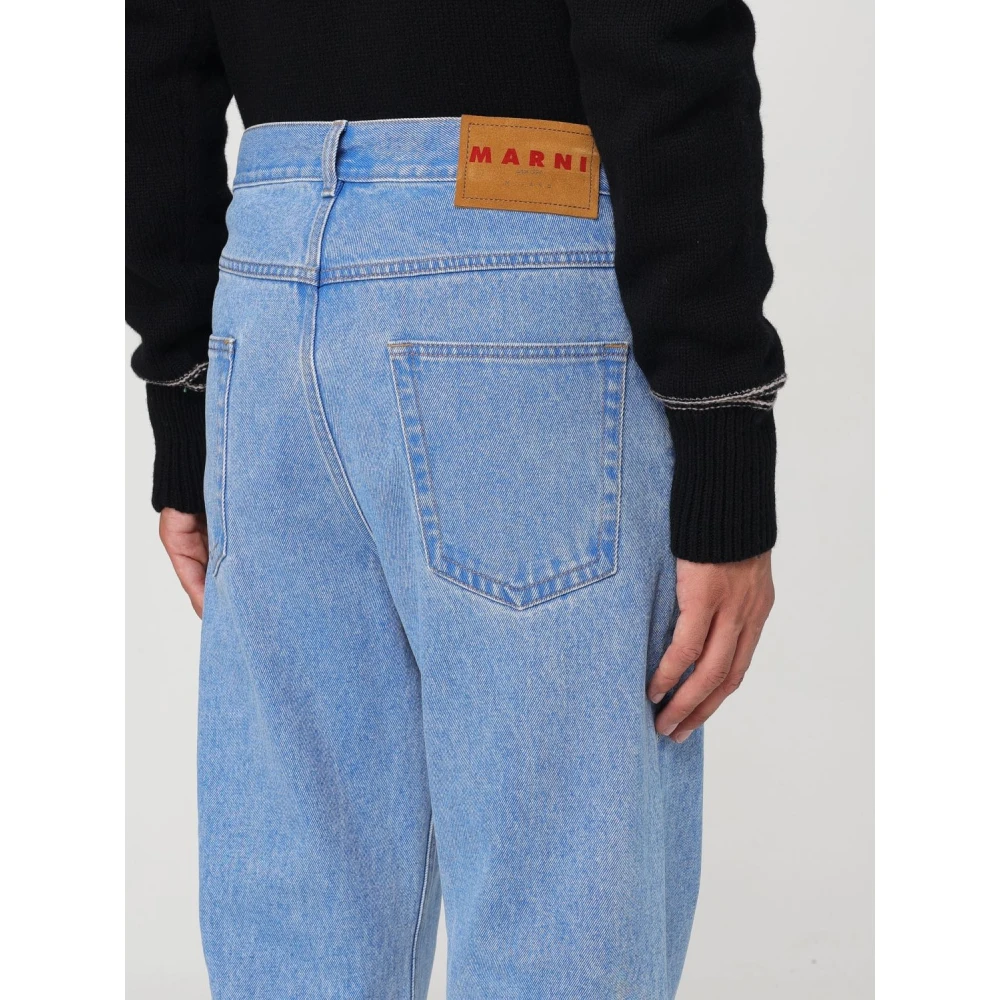 Marni Blauwe Katoenen Jeans met Logo Applique Blue Heren