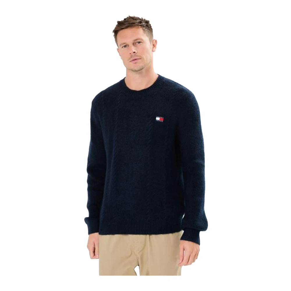 Tommy Jeans Geborduurde Logo Sweater Blauw Blue Heren