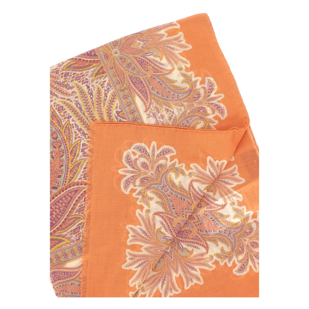 ETRO Zijden Chiffon Sjaal met Franjes in Multicolor Dames