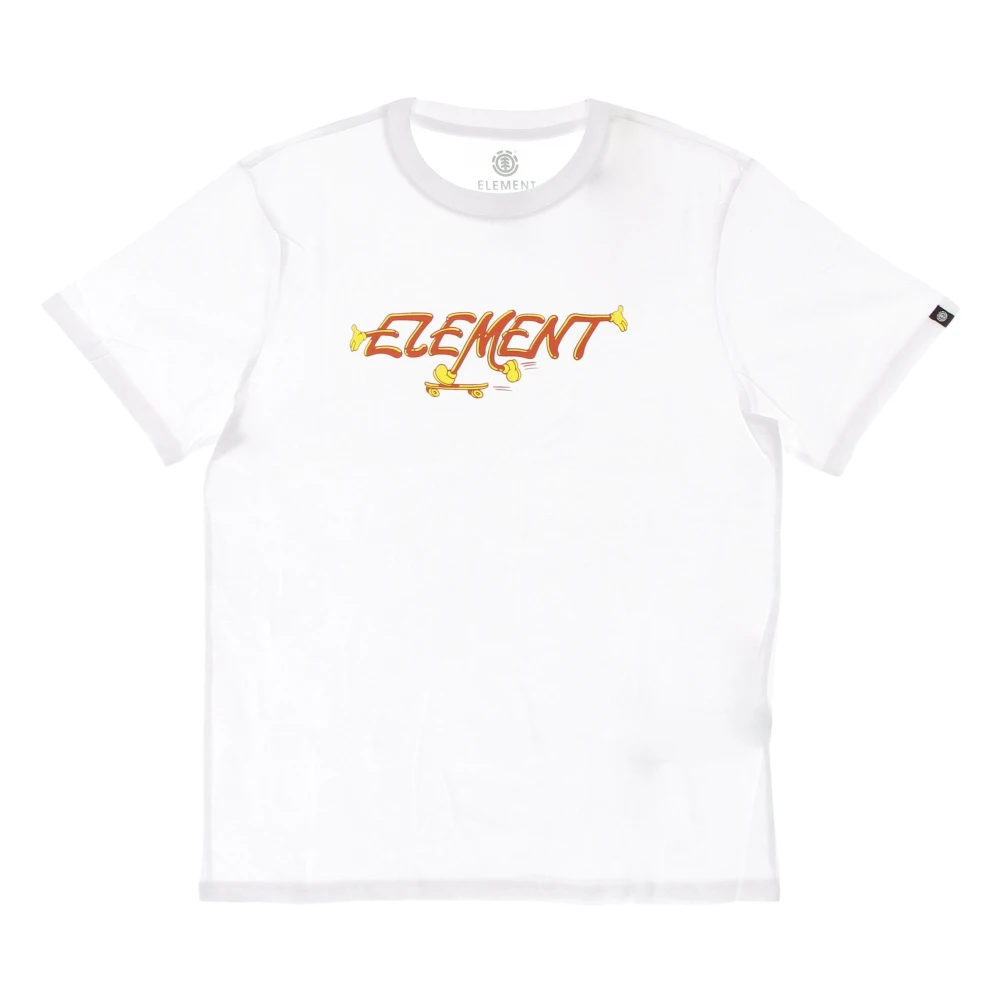 Element Wit Crew Neck Tee met Logo White Heren
