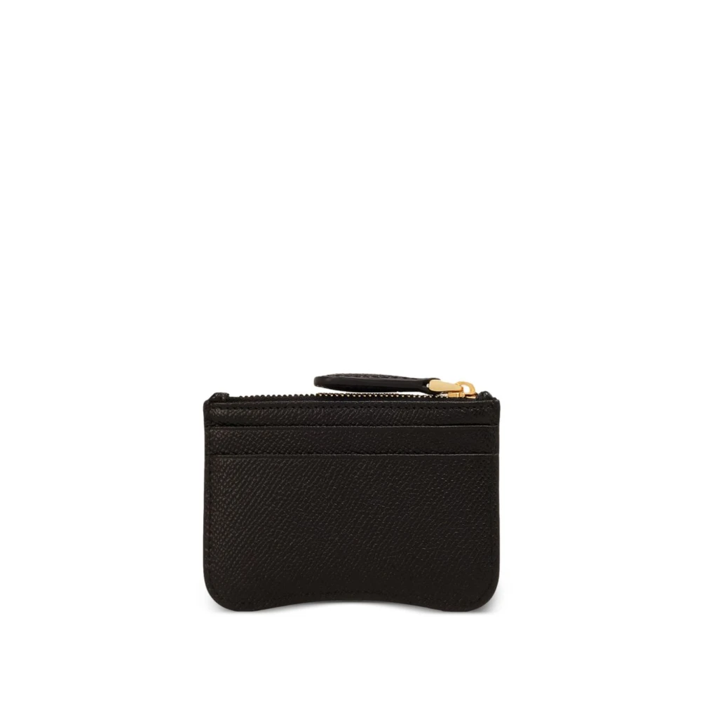 Ami Paris Gestructureerde Zwarte Leren Portemonnee met Goudkleurige Hardware Black Heren