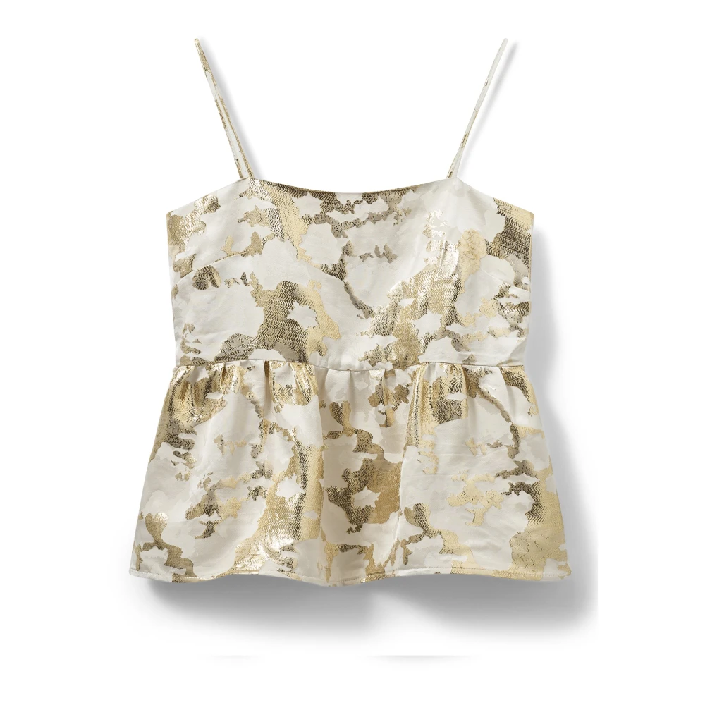 Sofie Schnoor Multicolor Sleeveless Tops, Female, L, Off White Metallic Detail Top