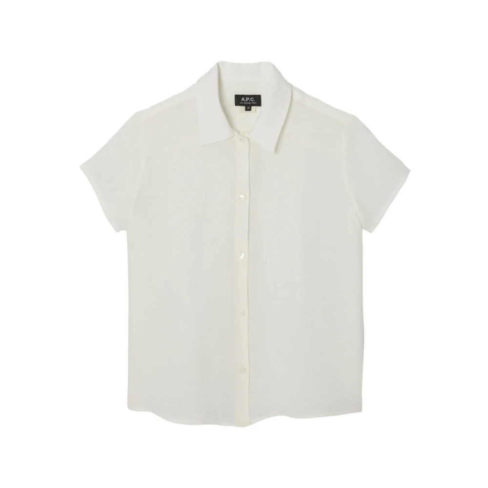 A.p.c. Donna Bianco Camicia In Lino A Maniche Corte In Sporco
