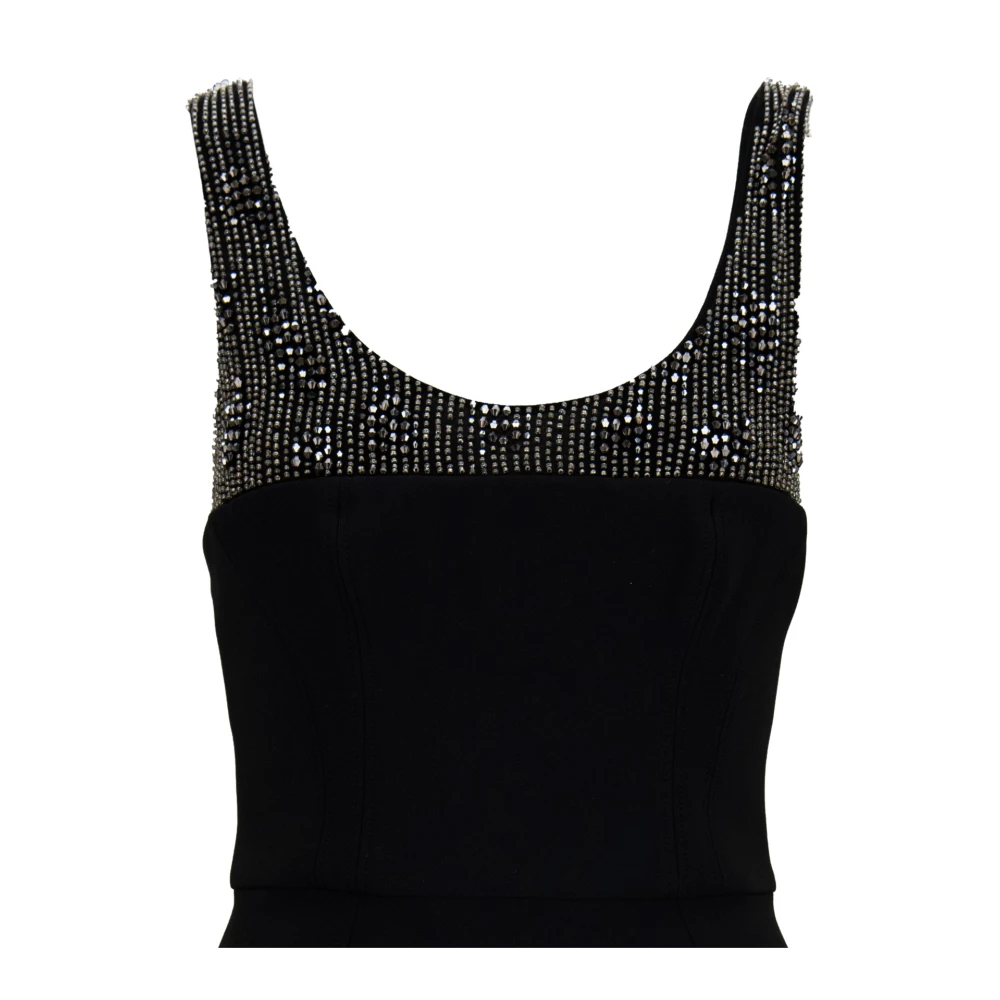 Elisabetta Franchi Mouwloze Jurk met Versieringen Black Dames