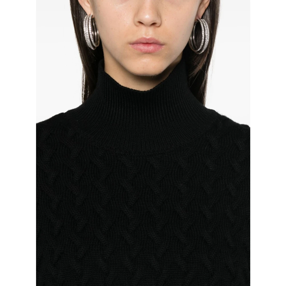 Herno Zwarte Gebreide Top Black Dames
