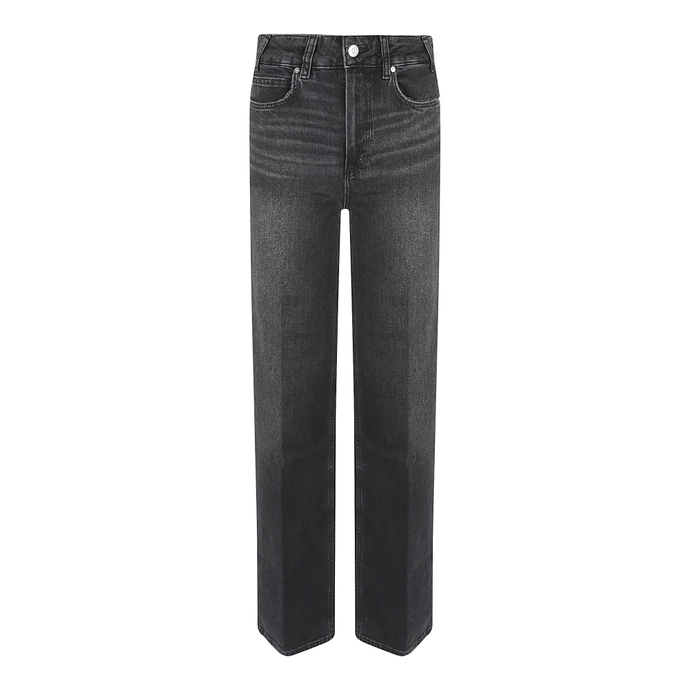 Paige Zwarte Distress Straight Jeans Black Dames