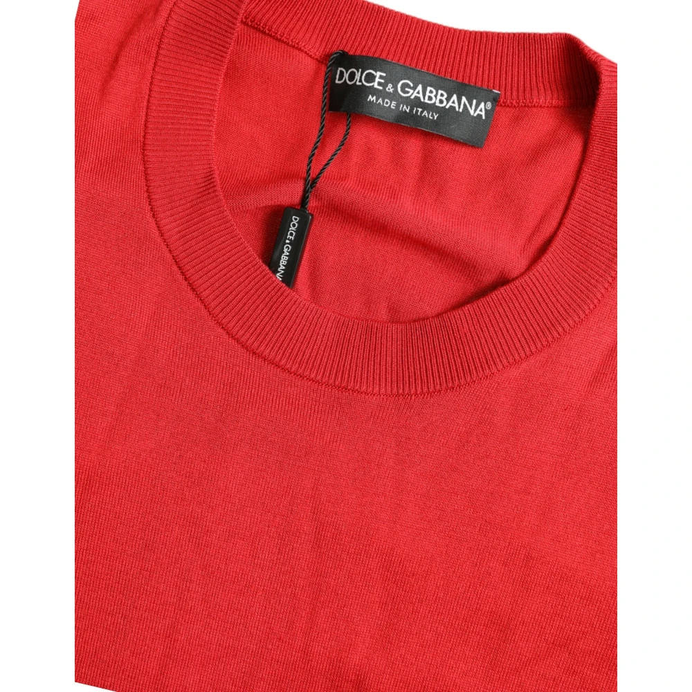 Dolce & Gabbana Rood Zijden Ronde Hals Top Red Dames