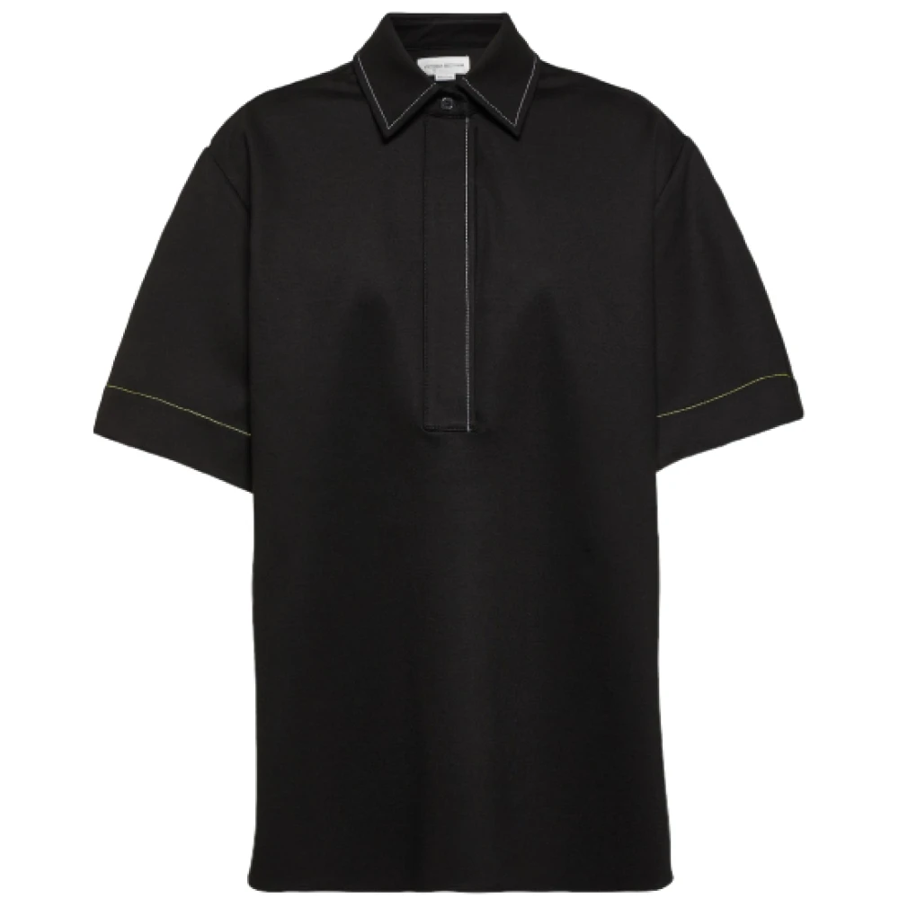 Victoria Beckham Zwarte Jersey Polo Shirt Black Dames
