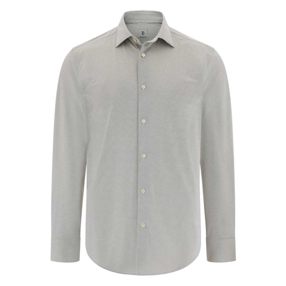 Boggi Milano Herren Braun Slim Fit Stretch Nylon Hemd