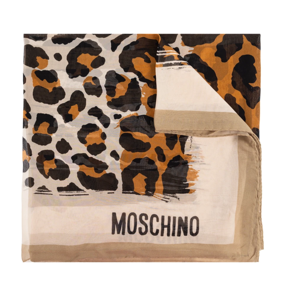 Moschino Zijden sjaal met dierenmotief Beige Unisex
