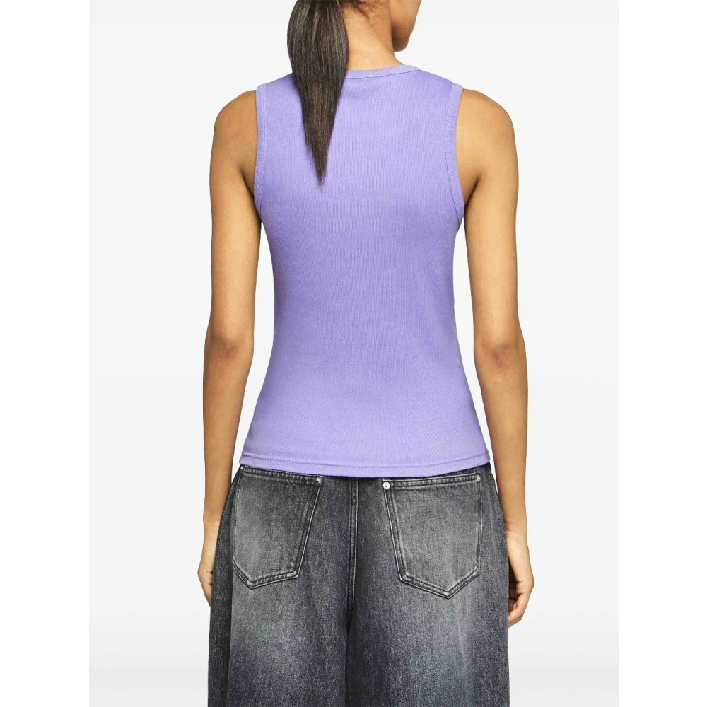 JW Anderson Lavendel Paarse Mouwloze Geribbelde Gebreide Jas Purple Dames