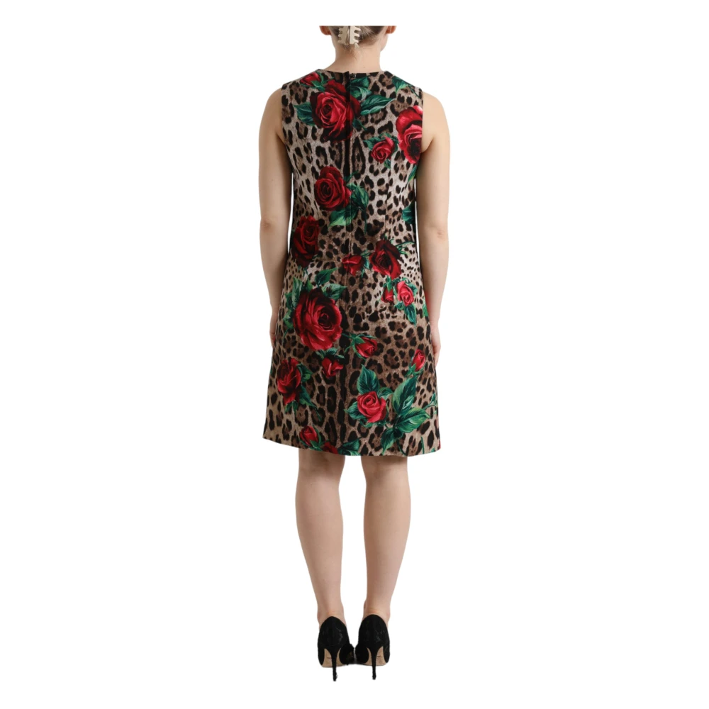 Dolce & Gabbana Kleurrijke Luipaard Bloemen Wol A-lijn Jurk Multicolor Dames
