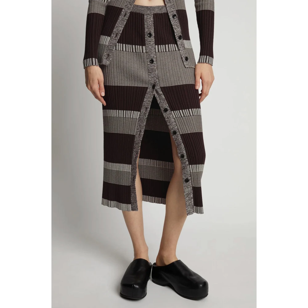 Proenza Schouler Gestreepte Front-Button Midi Rok Multicolor Dames