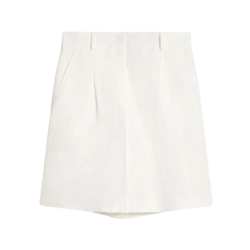 Max Mara Weekend Witte Bermuda Linnen Broek Beige Dames