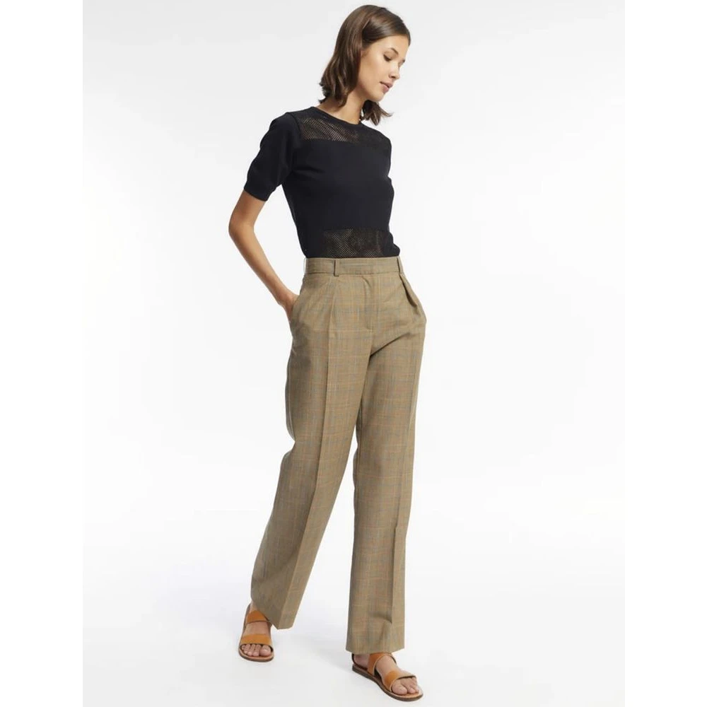 Ines De La Fressange Paris Hector Prince of Wales Trousers Beige Dames