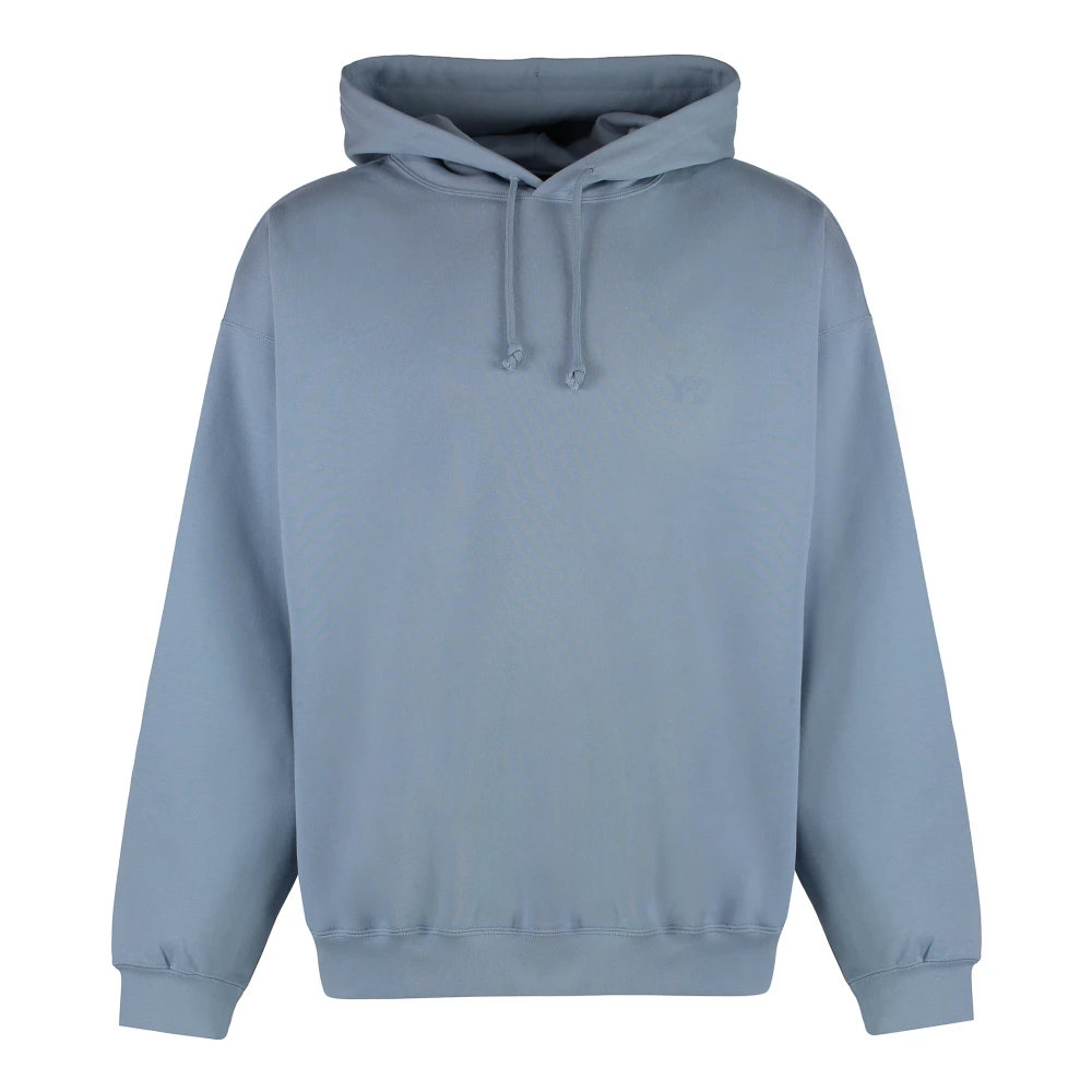 Y-3 Geribbelde katoenen hoodie met zakken Blue Heren