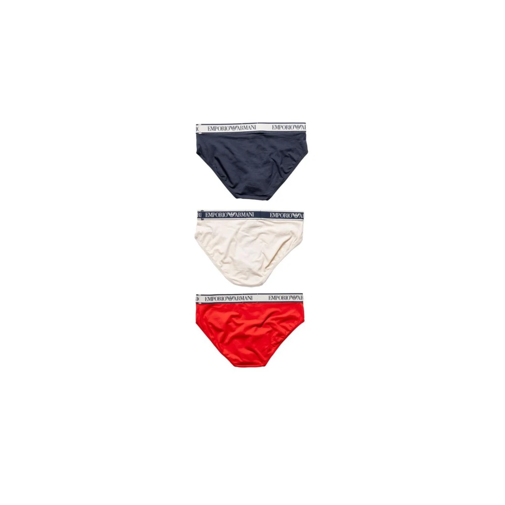 Emporio Armani Rode Katoenen Stretch Briefs Multicolor Heren