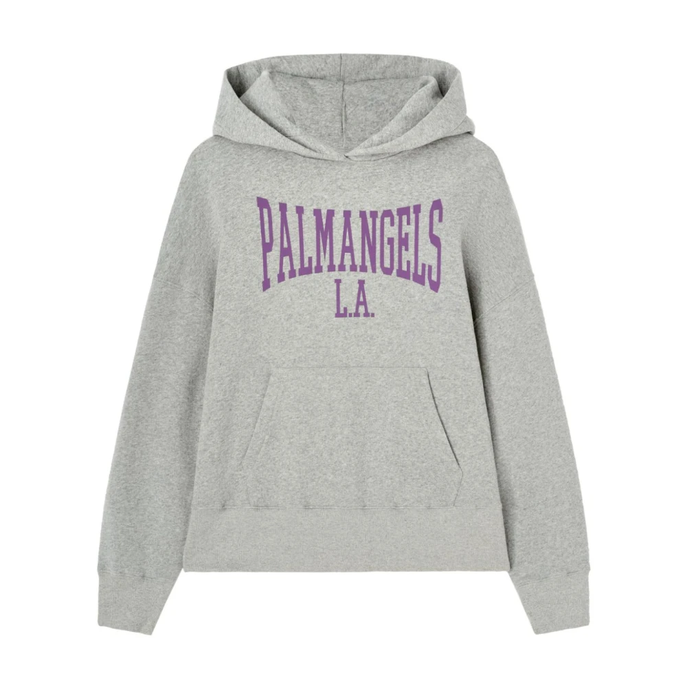 Palm Angels Grijze Hoodie Logo Print Gray Dames