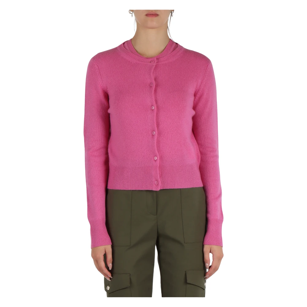 Marella Grafische Wol Kasjmier Vest Pink Dames