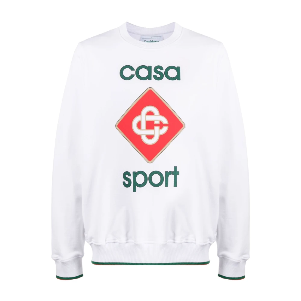 Casablanca Wit Logo Print Sweatshirt White Heren