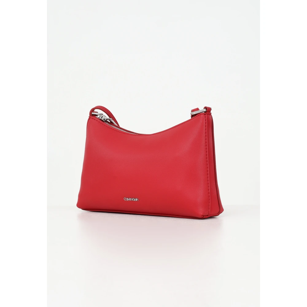 Calvin Klein Rode Schoudertas Minimalistisch Elegant Veelzijdig Red Dames