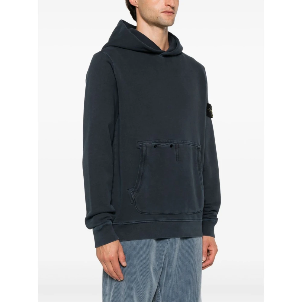 Stone Island Blauwe Jersey Sweater met Capuchon Blue Heren