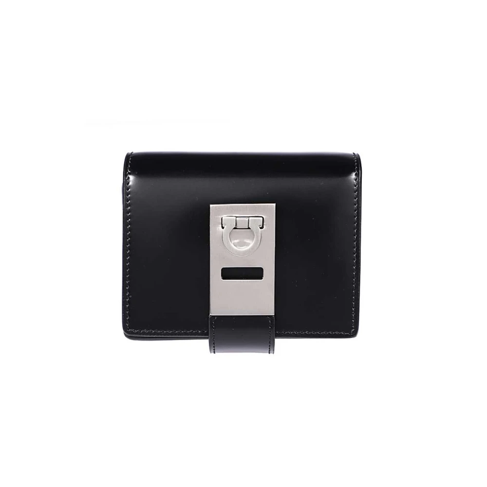 Salvatore Ferragamo Leren Mini Tas met Sluiting Black Heren