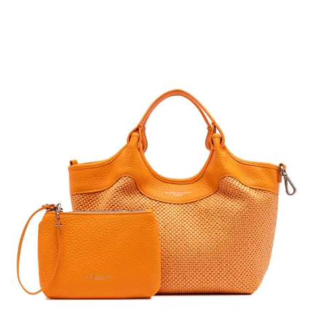 Gianni Chiarini Strooien handtas met leren handvatten Orange Dames