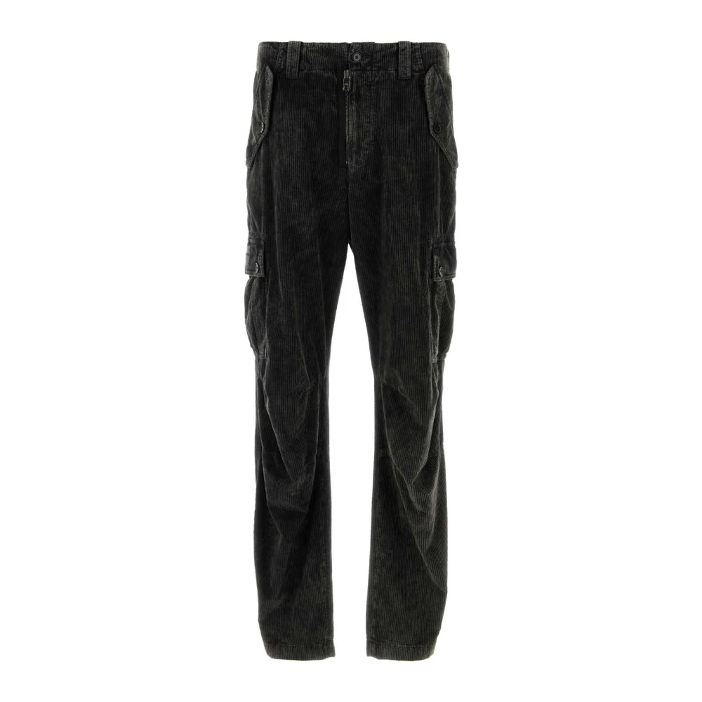 Dolce & Gabbana Stretch Corduroy Cargo Pant Gray Heren