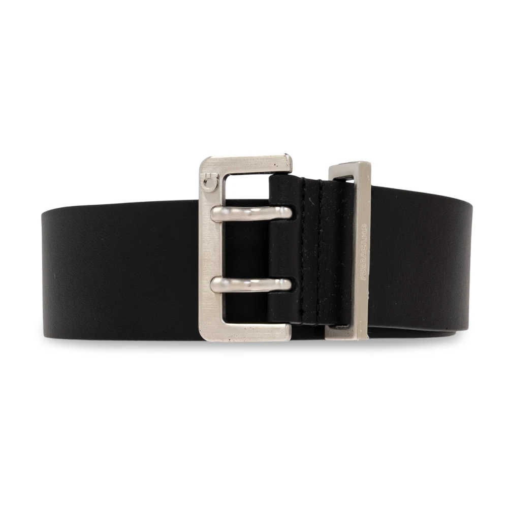 Salvatore Ferragamo Leren riem Black Heren