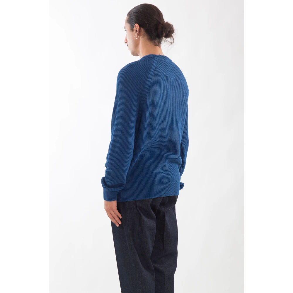 Lacoste Geribbelde Croc Sweater in HBM Blue Heren