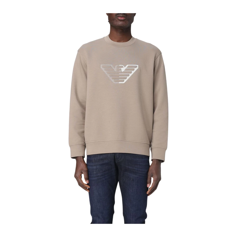 Emporio Armani Men's Grey Embroidered Logo Sweatshirt Smoke