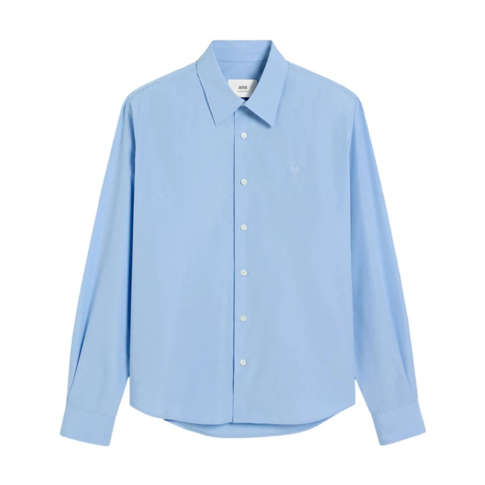 Ami Paris Hart Katoenen Overhemd Blue Heren