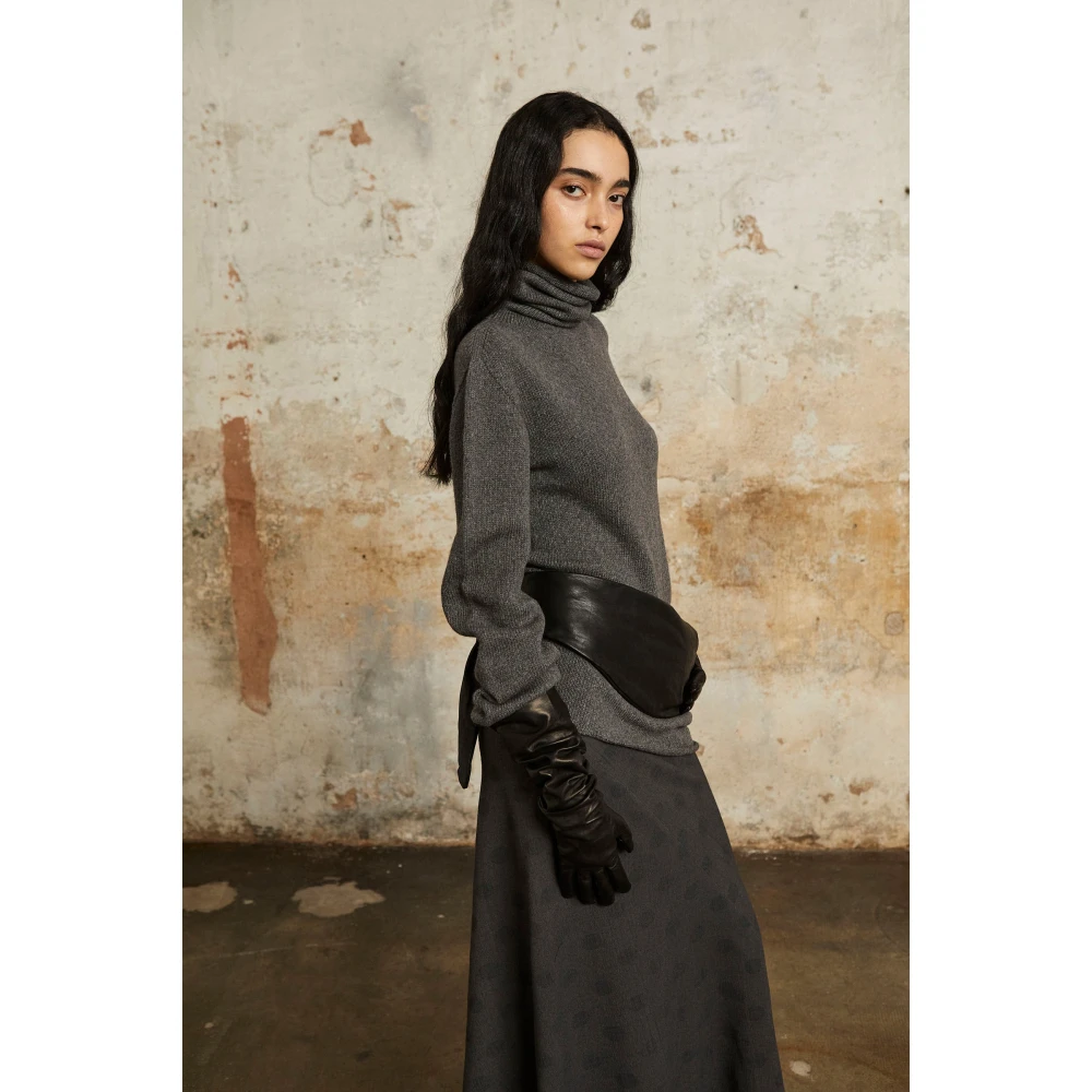 Cortana Gestippelde Bias Cut Maxi Rok Black Dames