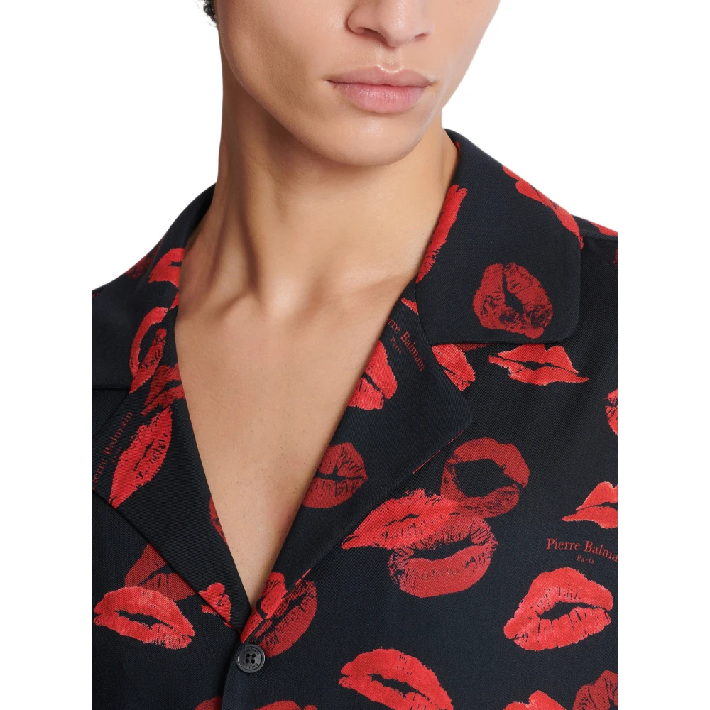 Balmain Twill pyjama overhemd met Kiss print Multicolor Heren