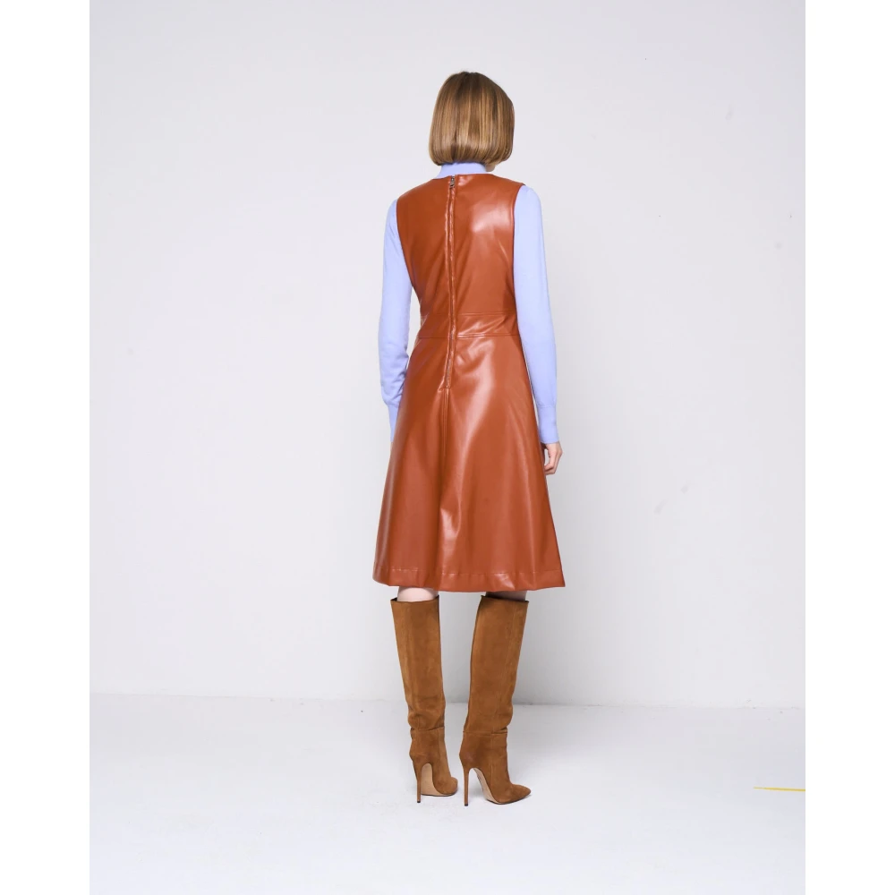 Silvian Heach Mouwloze midi-jurk met ronde hals Brown Dames