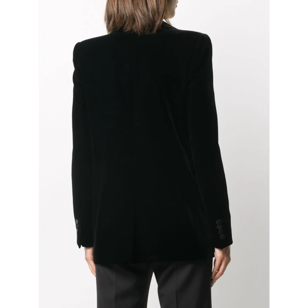 Saint Laurent Zwart Fluwelen Smokingjasje Black Dames