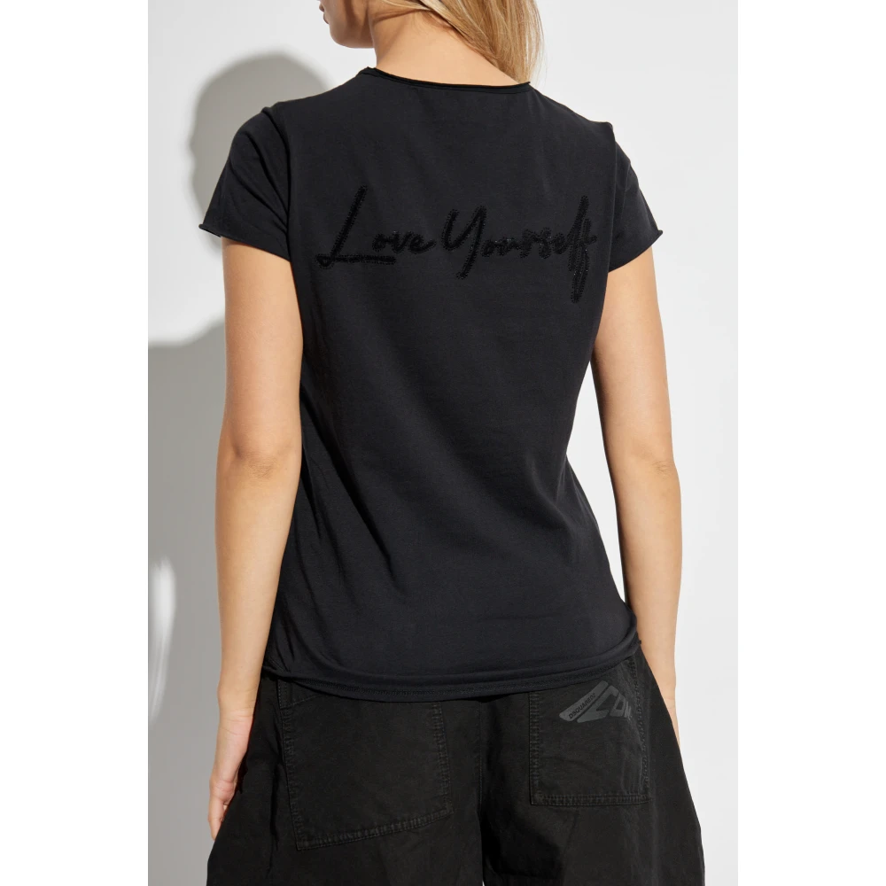 Zadig & Voltaire T-shirt Henley Black Dames
