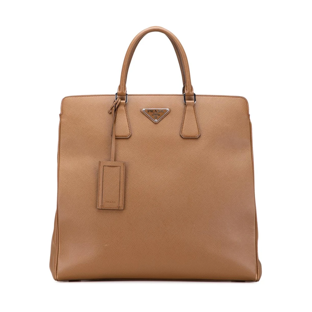 Prada Vintage Women's Brown Pre-Owned Structured Leather Tote