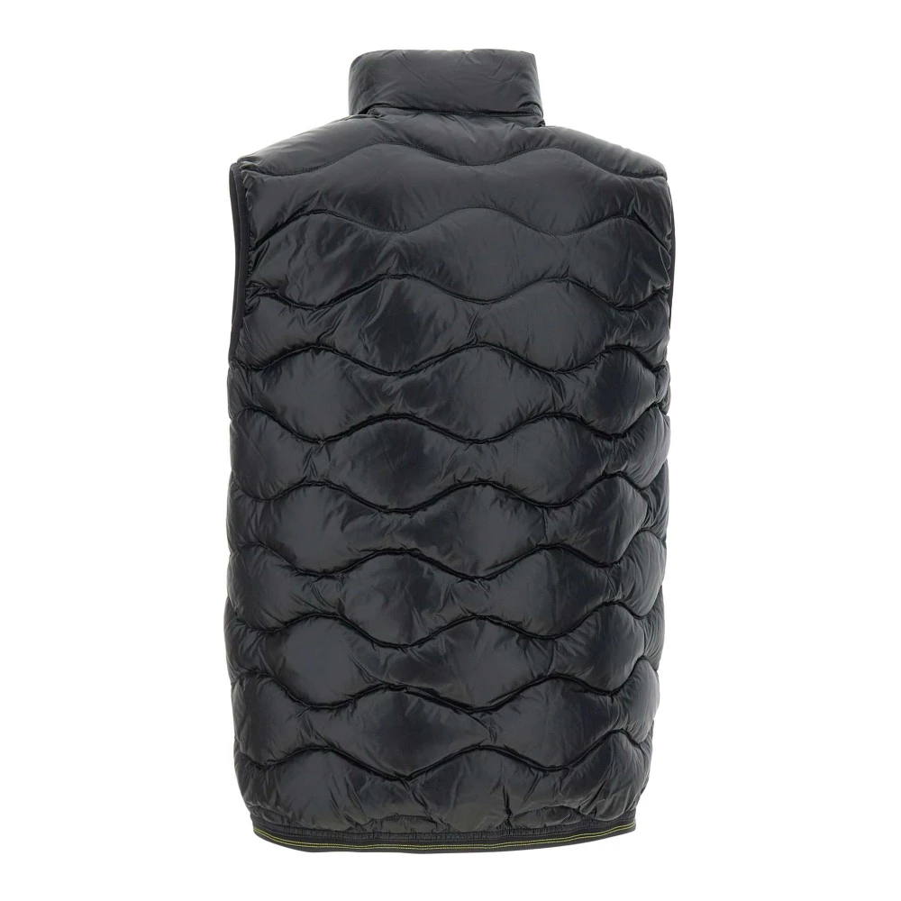 Blauer Wave-Gestikt Zwart Mouwloos Vest Black Heren