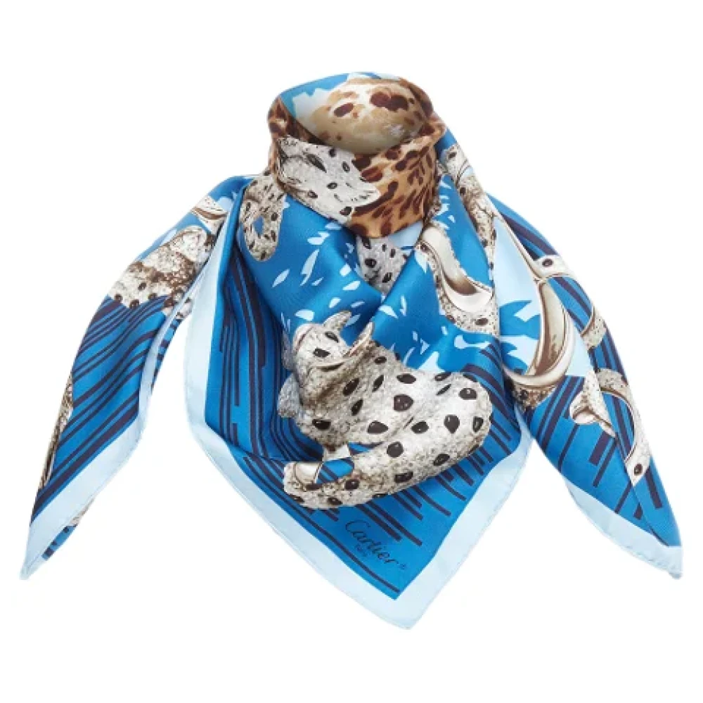 Cartier Vintage Pre-owned Silk scarves Blue Dames