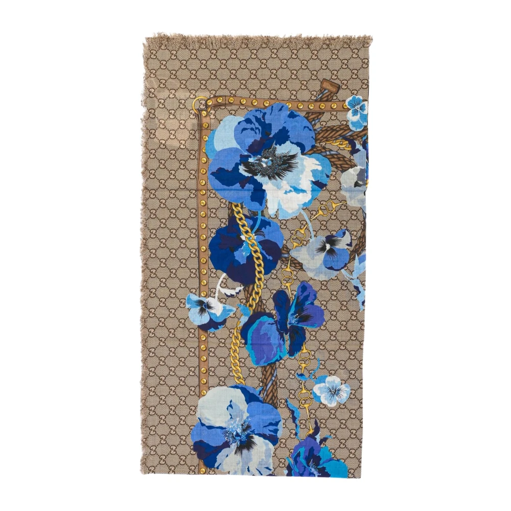 Gucci Bloemen Zijden Sjaal Riem Ketting Multicolor Dames