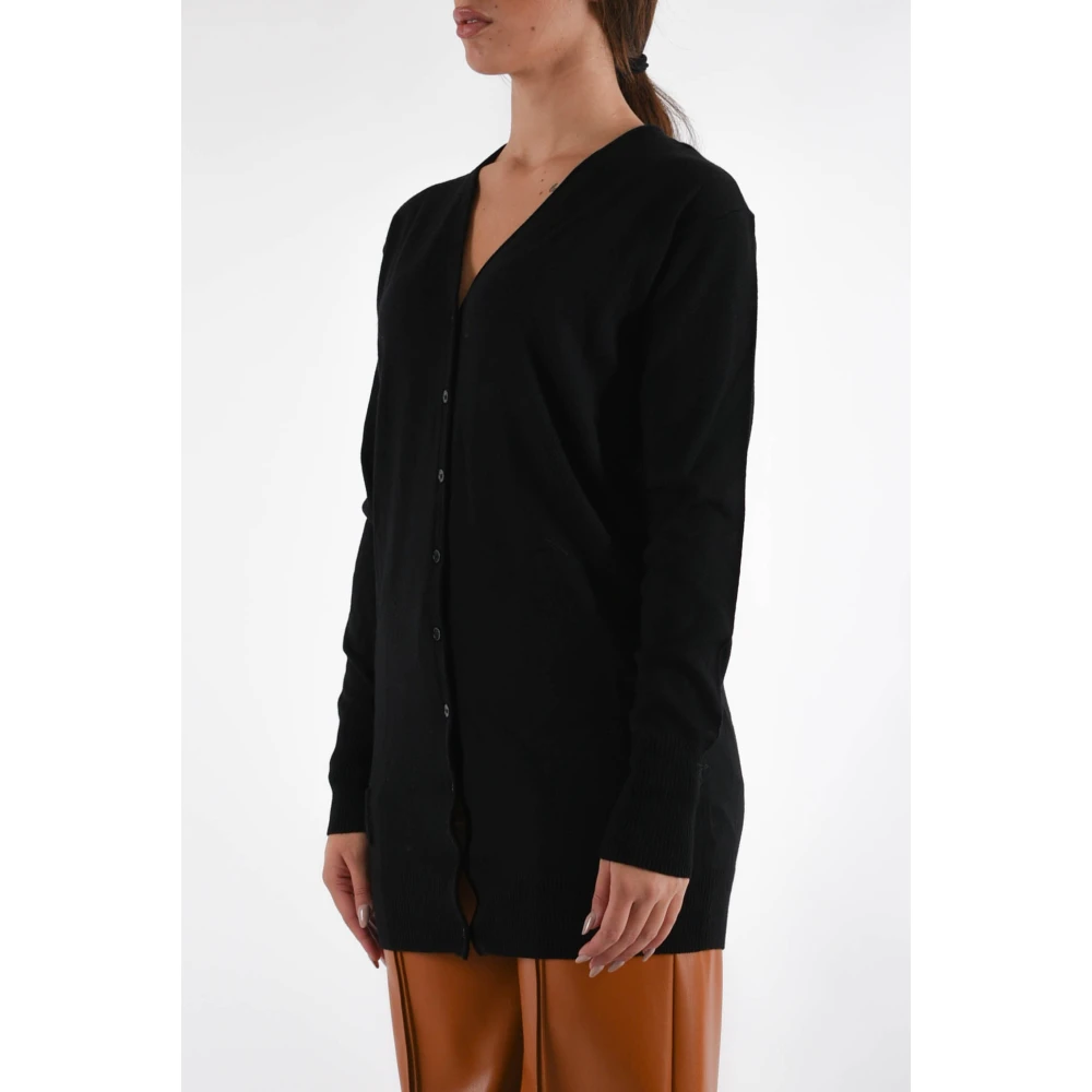 PATRIZIA PEPE Wol V-hals Lange Mouw Trui Black Dames