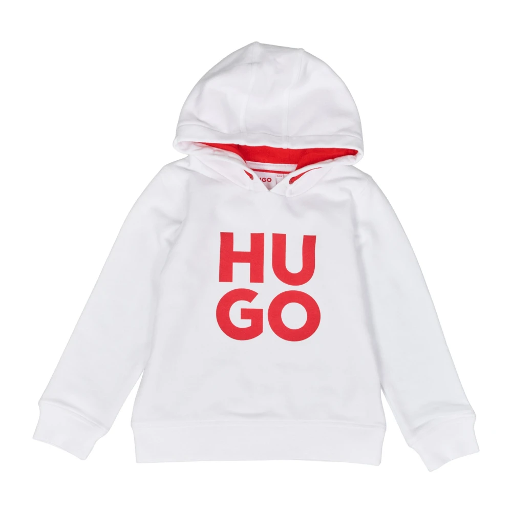 Hugo Boss Logo Print Hoodie White, Pojke