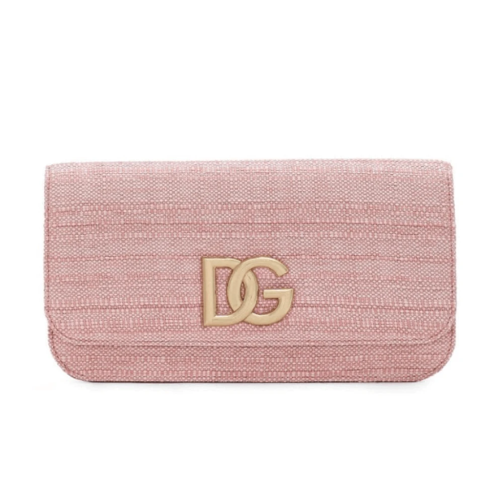 Dolce & Gabbana Logo-Plaque Clutch Tas Pink Dames