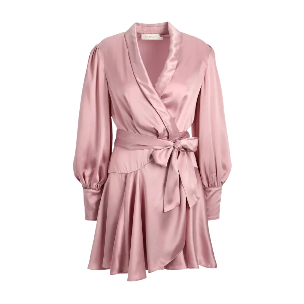 Zimmermann Roze Mini Envelop Jurk met Shawl Kraag Pink Dames