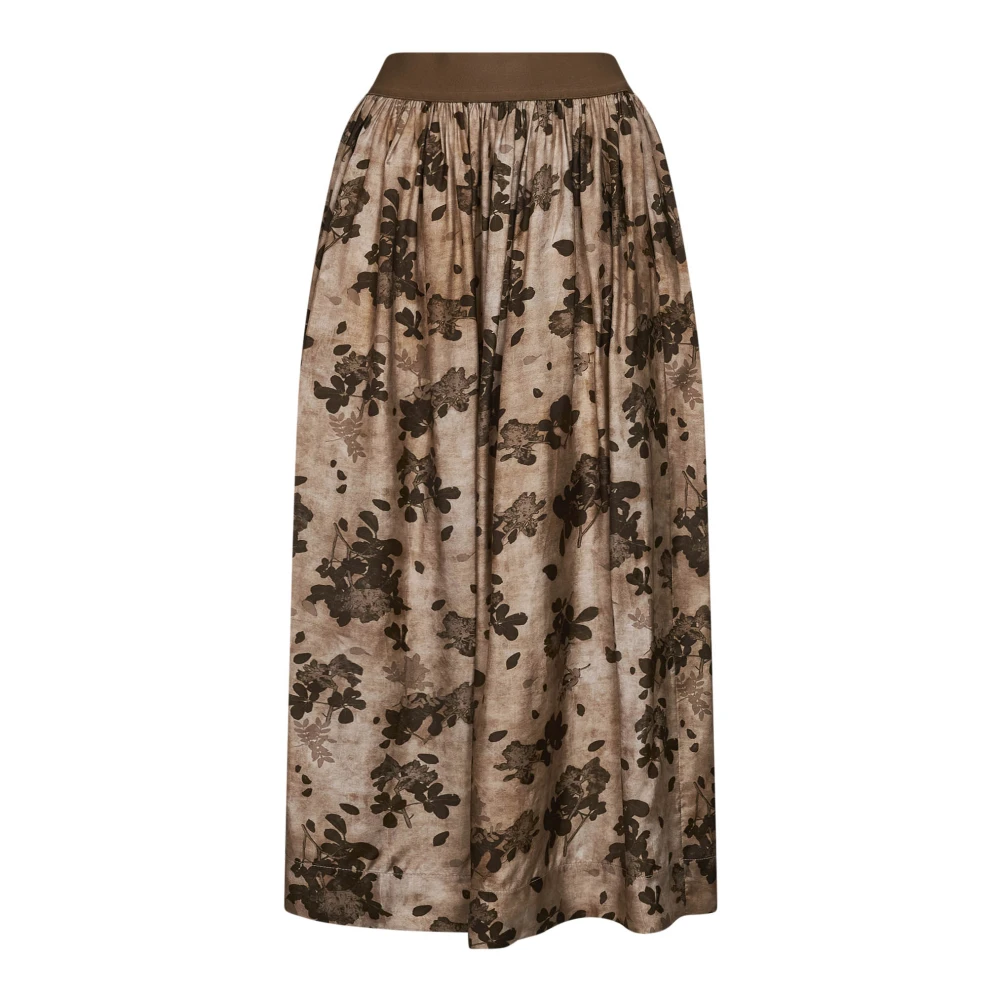 UMA WANG | Tan and brown floral moulay Gillian midi skirt | female | M - Image 2