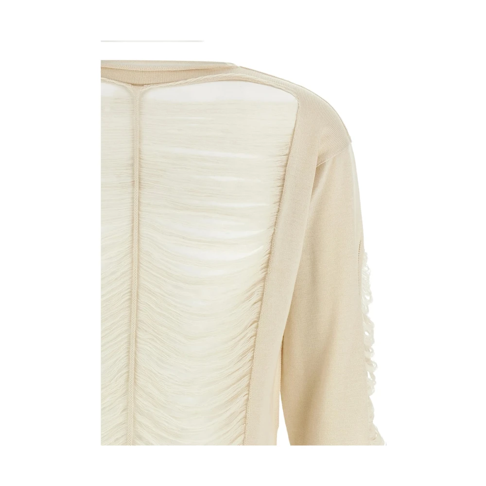 Rick Owens Witte Geribbelde Strap Sweater White Heren