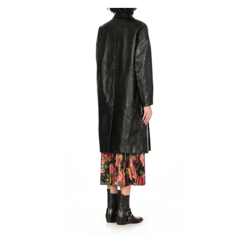 Junya Watanabe Zwarte Python Leren Dubbele Breasted Jas Black Dames