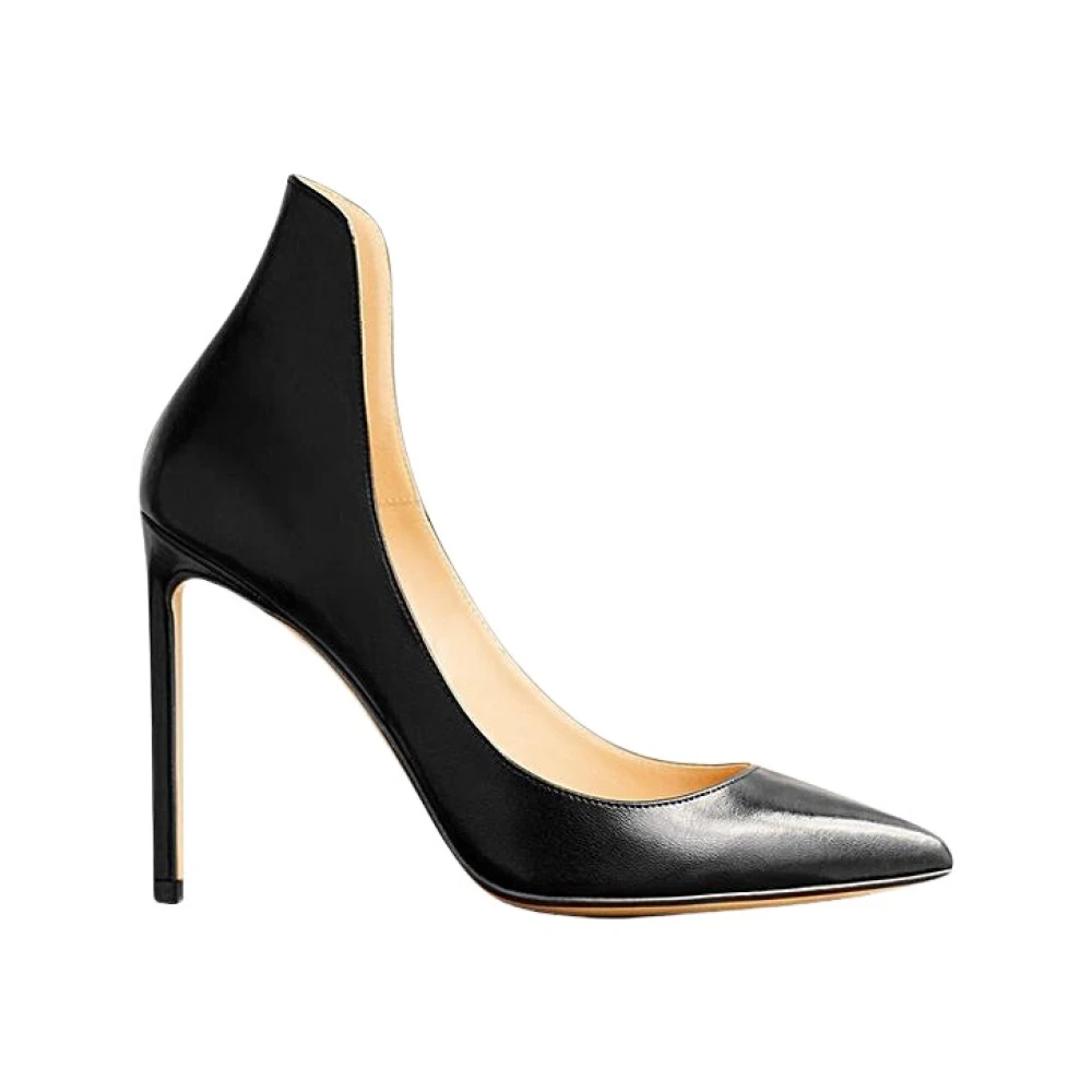 Francesco Russo Svarta Stängda Häl Pumps i Läder Black, Dam